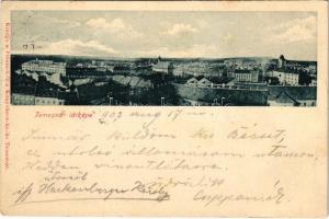 1902 Temesvár, Timisoara; látkép, zsinagóga. Polatsek kiadása / general view with synagogue (EK)