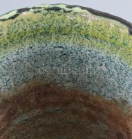 Bán Károly: Zsugorított mázas kaspó. Jelzet, m: 15 cm