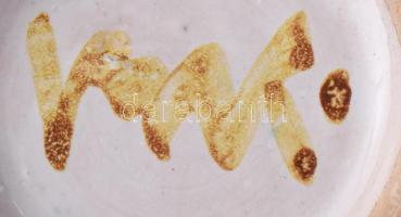 Bán Károly: Zsugorított mázas kaspó. Jelzet, m: 15 cm