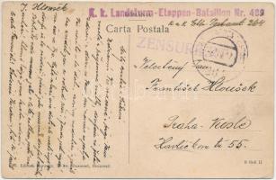 1917 Busteni, Valea Alba / man with bicycle on a bridge + "K. k. Landsturm-Etappen-Bataillon Nr...