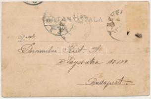 1903 Turnu Severin, Szörényvár; Parcul si Liceul Traian / grammar school and park. Art Nouveau, lith...