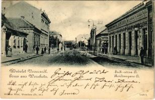 1901 Versec, Werschetz, Vrsac; Szék utca, Hotel Paris szálloda, üzlet. Wilhelm Wettl No. 69. / Residenzgasse / street view, hotel, shops (EB)