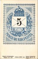 Magyar Királyi Posta kék 5 Krajcáros bélyege. Budapesti Bélyegtőzsde 1924. IX. 15. / Budapester Briefmarkenbörse 1924 / Hungarian 5 Kreuzer blau stamp s: Lehnert (non PC) (EK)