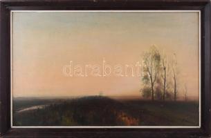 Dulity Tibor (1935-2005): Őszi határ. Olaj, farost. Jelezve jobbra lent. Apró felületi sérülésekkel. Fakeretben. 50x80 cm