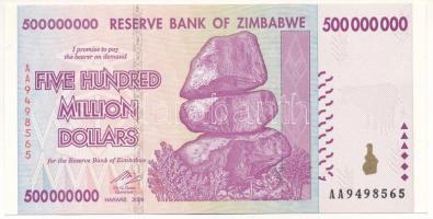 Zimbabwe 2008. 500.000.000D T:UNC,AU Zimbabwe 2008. 500.000.000 Dollars C:UNC,AU