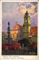 1917 Pozsony, Pressburg, Bratislava; Fő tér, Városháza / Hauptplatz mit Rathaus / main square, town hall. B.K.W.I. 386-10. s: Marx Béla