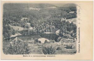 1906 Szovátafürdő, Baile Sovata; Medve-tó a cseresznyéshegy látképével. Hönig Bernát kiadása / Lacul Ursu / lake (r)