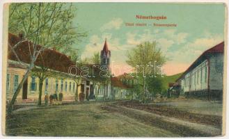 Boksánbánya, Németbogsán, Deutsch-Bogsan, Bocsa Montana; utcai részlet. Rosner Adolf kiadása / Strassenpartie / street view (vágott / cut)