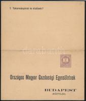 1884 Hivatalos 2kr díjjegyes levelezőlap &quot;Országos Magyar Gazdasági Egyesületnek&quot; (egy sorba írva) címezve (Hodobay: 23.I. 12.000)