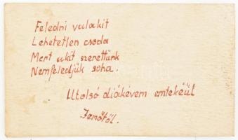 1954 Sztálinvárosi öntőszak végzőseinek búcsúkártyája