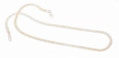 Ezüst(Ag) fonott mintás lapos kígyó nyaklánc, jelzett, h: 45,5 cm, nettó: 8,6 g