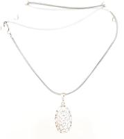 Ezüst(Ag) kígyó nyaklánc áttört ovális medállal, jelzett, h: 50 cm, 4,2×1,7 cm, nettó: 13,1 g