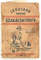 Nagy Erzsébet: Legujabb magyar szakácskönyv. hn., 1933, nyn, 253 p. Erdélyi kiadású (25 lei) szakácskönyv. Kiadói papírkötés, sérült, foltos, kissé hiányos borítóval.