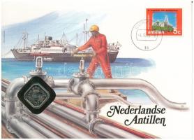 Holland-Antillák 1985. 5c felbélyegzett borítékban, bélyegzéssel, német nyelvű leírással T:UNC  Netherlands Antilles 1985. 5 Cents in envelope with stamp and cancellation, with German description C:UNC