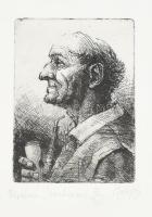 Gulyás László (1960-): Pipázó. Rézkarc, papír, jelzett, számozott (8/30), üvegezett fakeretben, 10x7...