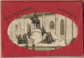 Kolozsvár, Cluj; leporellofüzet 10 képeslappal: zsinagóga, Royal mozi, vasútállomás, strand, nyári színház / leporello booklet with 10 postcards: synagogue, cinema, railway station, summer theatre, swimming pool