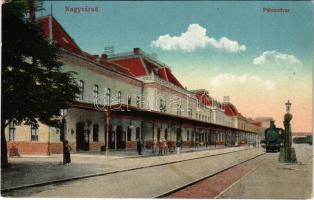 Nagyvárad, Oradea; pályaudvar, vasútállomás, gőzmozdony, vonat / railway station, train, locomotive