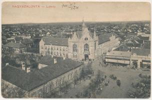 1911 Nagyszalonta, Salonta; Fő tér, piac, Városháza. W.L. Bp. 6542 Döme Károly kiadása / main square, market, town hall (EK)