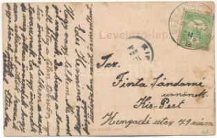 1908 Székelykeresztúr, Kristur, Cristuru Secuiesc; Unitárius gimnázium, lovaskocsik / school, horse ...