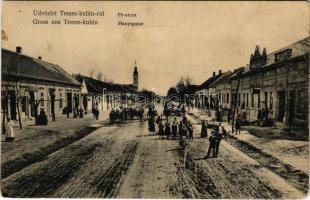 1910 Kevevára, Temeskubin, Kovin; Fő utca, üzletek, Kaszinó szálloda. Batka Sándor felvétele / Hauptgasse / main street, shops, Casino Hotel