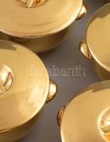 Porcelaine de Paris párizsi 8 darabos tárolóedény szett. Teljesen aranyozott, jelzett, kopással, d: ...