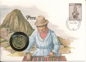 Peru 1982. 50I Cu-Ni felbélyegzett borítékban, bélyegzéssel, német nyelvű leírással T:UNC,AU  Peru 1982. 50 Intis Cu-Ni in envelope with stamp, with German description C:UNC,AU