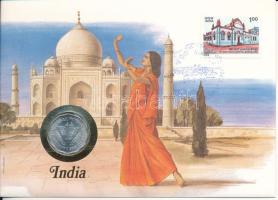 India 1974. 10p felbélyegzett borítékban, bélyegzéssel, német nyelvű leírással T:UNC India 1974. 10 Paise in envelope with stamp and cancellation, with German description C:UNC