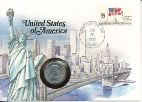 Amerikai Egyesült Államok 1979D 1$ Cu-Ni "Susan B. Anthony" felbélyegzett borítékban, bélyegzéssel, német nyelvű leírással T:AU  USA 1979D 1 Dollar Cu-Ni "Susan B. Anthony" in envelope with stamp, cancellation and a prospectus in german C:AU