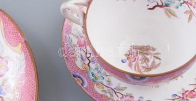 Sarreguiemines reggeliző szett: csésze, alátét, desszertes tál. 1860-1919 között, kis kopással, d: 2...