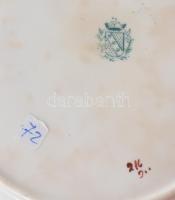 Sarreguiemines reggeliző szett: csésze, alátét, desszertes tál. 1860-1919 között, kis kopással, mázs...