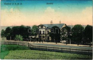 1913 Hostka, Gastorf; Ö.N.W.B. Bahnhof / railway station (EK)