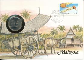 Malajzia 1977. 50s felbélyegzett borítékban, bélyegzéssel, német nyelvű leírással T:UNC  Malaysia 1977. 50 Sen in envelope with stamp and cancellation, with German description C:UNC