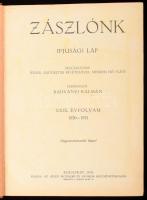 1930-1931 Zászlónk c. ifjúsági lap teljes évfolyama egybekötve, XXIX. évf. 1-10. sz., 1930. szept. 15. - 1931. jún. 15. Szerk.: Radványi Kálmán. Márton Lajos és Andor Lóránd illusztrációival. Félvászon-kötésben, nagyrészt jó állapotban, egy lap sarkán hiánnyal.