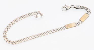 Ezüst(Ag) pancer karkötő arany (Au) 18K díszítéssel, jelzett, h: 19 cm, nettó: 7,5 g