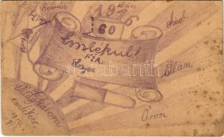 1916 Kézzel rajzolt Tábori Postai Levelezőlap / WWI K.u.K. military, hand-drawn field postcard + &quot;K.U.K. INFT. RGMT. NR. 10. 4./XXIV. MARSCHKOMPAGNIE&quot; (EK)