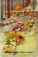 1940 Boldog Magyar Karácsonyt! Erdély visszatér / Hungarian irredenta Christmas greeting s: Bozó (kopott sarkak / worn corners)