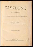 1926-1927 Zászlónk c. ifjúsági lap teljes évfolyama egybekötve, XXV. évf. 1-10. sz., 1926. szept. 15. - 1927. jún. 15. Szerk.: Sík Sándor, Radványi Kálmán. Márton Lajos, Andor Lóránd, Györgyfy György illusztrációival. Modern félvászon-kötésben, helyenként kissé foltos, sérült, javított lapokkal.