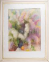 Olvashatatlan jelzéssel: Színek varázsa. Pasztell, papír, jelezve jobbra lent. Kissé hullámos. Paszp...