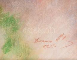 Olvashatatlan jelzéssel: Színek varázsa. Pasztell, papír, jelezve jobbra lent. Kissé hullámos. Paszp...