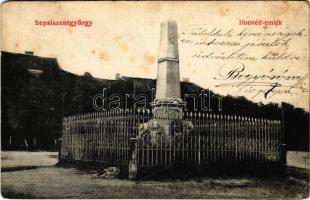 1908 Sepsiszentgyörgy, Sfantu Gheorghe; Honvéd emlékmű. Gyárfás Árpád kiadása / Hungarian military monument (fl)