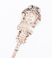 Ezüst(Ag) 6 db Szent László nyelű mokkáskanál, jelzett, h: 11 cm, nettó: 98,5 g