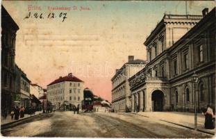 1907 Brno, Brünn; Krankenhaus St. Anna / hospital, tram (EB)