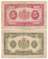 Luxemburg 1944. 5Fr + 10Fr T:F,VG Luxembourg 1944. 5 Francs + 10 Francs C:F,VG Krause P#43, P#44