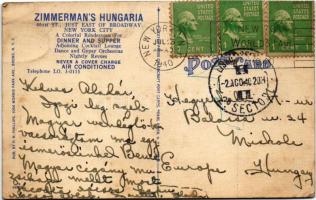 1940 New York, Zimmerman's Hungaria Restaurant, Cocktail Lounge and Bar, Dining Room (EK)