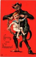 1910 Gruss vom Krampus / Krampusz üdvözlet. EAS litho (fa)