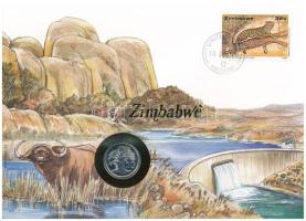 Zimbabwe 1991. 10c felbélyegzett borítékban, bélyegzéssel, német nyelvű leírással T:UNC  Zimbabwe 1991. 10 Cents in envelope with stamp and cancellation, with German description C:UNC