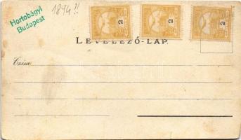 Szeged, Hídfő és Híd utca, színház. Art Nouveau, floral, litho (szakadás / tear)