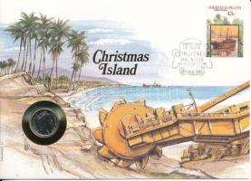 Ausztrália / Karácsony-sziget 1990. 5c felbélyegzett borítékban, bélyegzéssel, német nyelvű leírással T:UNC Australia / Christmas Island 1990. 5 Cents in envelope with stamp and cancellation, with German description C:UNC