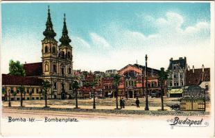 Budapest I. Bomba tér (ma Batthyány tér), templom, vásárcsarnok. Art Nouveau litho