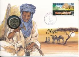 Niger felbélyegzett borítékban, bélyegzéssel, benne Nyugat Afrikai Államok 1987. 50Fr, német nyelvű leírással T:UNC  Niger in envelope with stamp and cancellation, in it West African States 1987. 50 Francs with German language description C:UNC